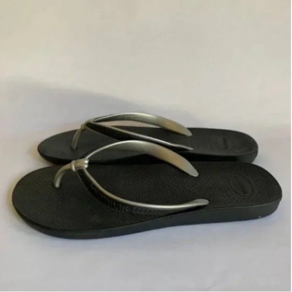 Havaianas Slim Retro Black/Gray Sandals Size 5 - Picture 5 of 10